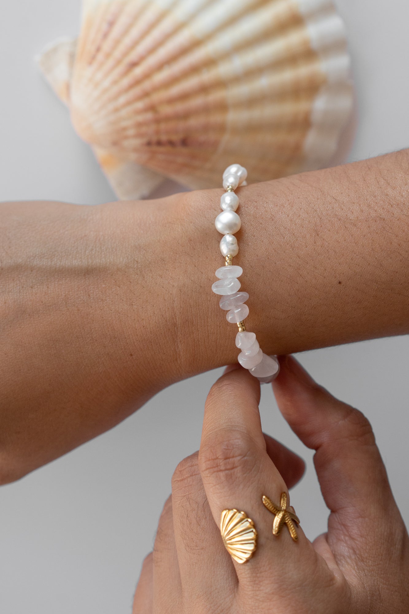Armband ROSENQUARZ PEARL